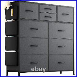 10 Drawer Dresser Chest Fabric Storage Organizer Unit Tower Bedroom Closet Gray