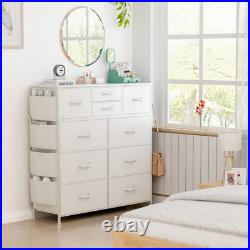 10 Drawer Dresser, Chest of Drawers for Bedroom with Side Pockets and Hooks, Whi