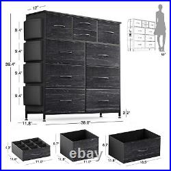 10 Drawer Dresser Storage Fabric Chest Organizer Tower for Bedroom Nursery Black
