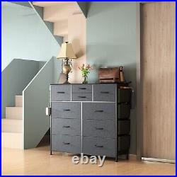 10 Drawer Dresser Storage Fabric Chest Organizer Tower for Bedroom Nursery Gray