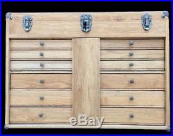 10 Drawer + Lid Storage Oak Wood Machinist Artist Tool Box Chest Journeyman