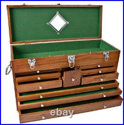 10 Drawer Oak Machinist Wooden Wood Tool Chest Box