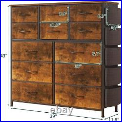 12 Drawer Dresser Storage Tower Organizer Unit for Bedroom Closet Entryway Brown