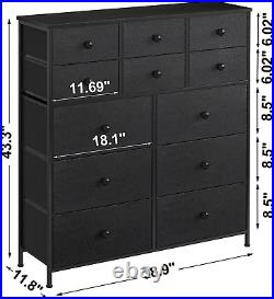 12 Drawer Dresser for Bedroom Chest of Drawers Closets Large Capacity Organizer