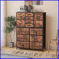 14 Drawers Dresser for Bedroom, Tall Dressers & Chests of Drawers with Wood Top