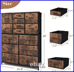 14 Drawers Dresser for Bedroom, Tall Dressers & Chests of Drawers with Wood Top