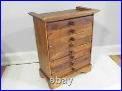 16 1/4 Vtg Carved Wood Chest Drawers Spice Apothecary Box
