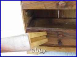 16 1/4 Vtg Carved Wood Chest Drawers Spice Apothecary Box