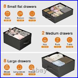 18 Drawer Dresser Tall Dressers for Bedroom Fabric Chest of Drawers Black