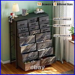 18 Drawer Dresser Tall Dressers for Bedroom Fabric Chest of Drawers Black