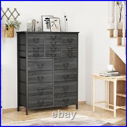 18 Drawer Dresser Tall Dressers for Bedroom Fabric Chest of Drawers Black