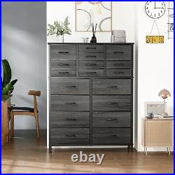 18 Drawer Dresser Tall Dressers for Bedroom Fabric Chest of Drawers Black