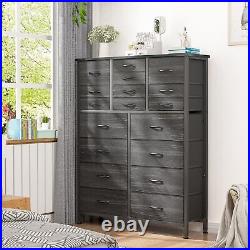 18 Drawer Dresser Tall Dressers for Bedroom Fabric Chest of Drawers Black