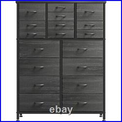 18 Drawer Dresser Tall Dressers for Bedroom Fabric Chest of Drawers Black