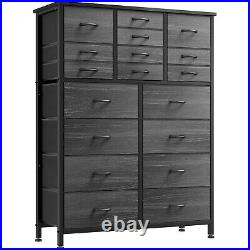 18 Drawer Dresser Tall Dressers for Bedroom Fabric Chest of Drawers Black