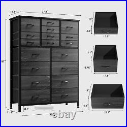 18 Drawer Dresser Tall Dressers for Bedroom Fabric Chest of Drawers Black