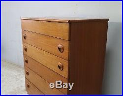 1970s mid century teak chest of drawers with lid compartment