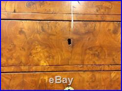 19th Century French empire Lingerie Chest 7 Drawer Burl Wood Marble Top