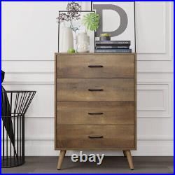 23.6'' W, Wood Chest of Drawers Dresser with 4 Large Sliding Drawers, Rustic Brown