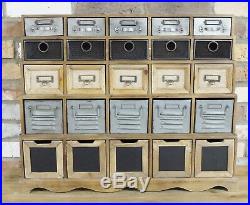 25 Drawer Industrial Storage Unit Wooden Cabinet Retro Cupboard Vintage Chest