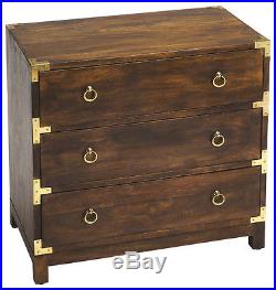 28 Bungalow 5 Style Campaign Restoration Chest Drawers Nightstand Wood & Gold