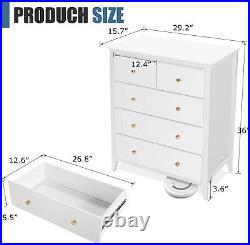 2/5/6 Drawer Dresser, Wood Chest of Drawers with Storage Clothing Wide Storage