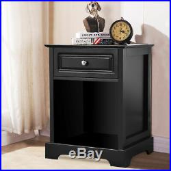 2 PCS Night Stand End Accent Table Drawer Chest Sofa Side Bedside Storage Black