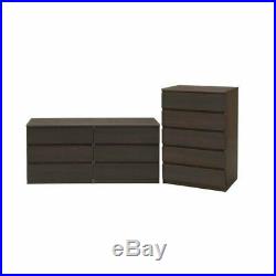 2 Piece Set with 6 Drawer Double Dresser and 5 Drawer Chest in Coffee