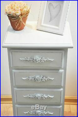 30.7 in 5-Drawer Antique White Shabby Chic Wood Storage Chest with Rosebuds