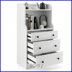 3-Drawer Dresser 44 Wood Storage Modern Organizer Chest Open Shelves Home White
