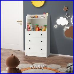 3-Drawer Dresser 44 Wood Storage Modern Organizer Chest Open Shelves Home White