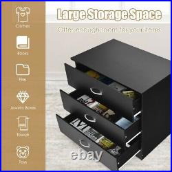 3 Drawer Dresser Chest of Drawer Closet Wide Storage Space Organizer Home Black