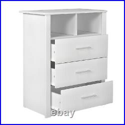 3-Drawer Dresser Shelf Chest of Drawers Shelves White TV Stand Bedroom Furniture