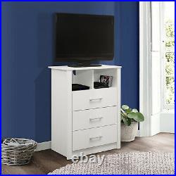 3-Drawer Dresser Shelf Chest of Drawers Shelves White TV Stand Bedroom Furniture