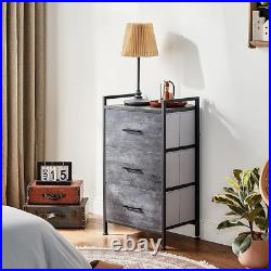 3 Drawer Dresser Wide Chest of Drawers Nightstand with Wood Top Rustic Storage T