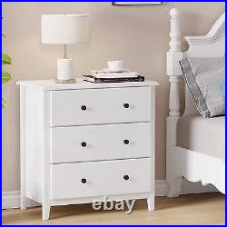 3 Drawer Dresser Wood Chest of Drawers Storage Cabinet Bedside Table White