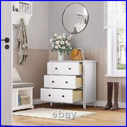 3 Drawer Dresser Wood Chest of Drawers Storage Cabinet Bedside Table White
