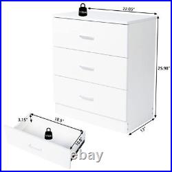 3 Drawer Dresser, Wood Drawer Chest Dresser Cabinet with Storage, Clothing Or