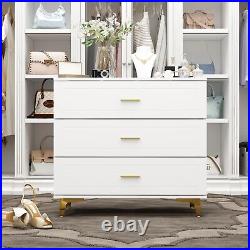 3 Drawer Dresser for Bedroom Glass Top Wood Storage Chest of Drawer Organize