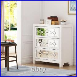 3 Drawer Dresser for Bedroom Silver Handle Wood Storage Chest of Mirror Drawer