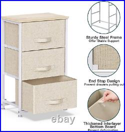 3 Drawer Fabric Dresser Storage Tower, Dresser Chest with Wood Top, Organizer Un