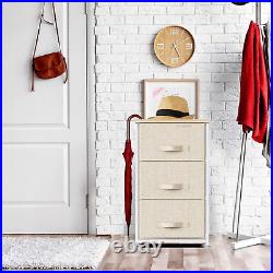3 Drawer Fabric Dresser Storage Tower, Dresser Chest with Wood Top, Organizer Un