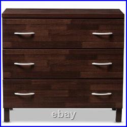 3-Drawer Storage Chest Dresser Modern Contemporary Dirty Oak Brown Wood