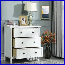 3-Drawers Dresser Accent Chest Solid Wood Traditional Furniture Storage White