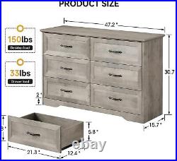3-Tier Bedroom Storage Dresser Chest 6 Drawer Cabinet Wood Furniture Living room