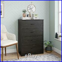 40 Tall 4 Drawer Modern Dresser Chest Bedroom Storage Wood Furniture Black Oak