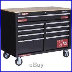 46 in. W 9-Drawer Tool Chest Box Storage Cabinet Mobile Workbench Hardwood Rolli