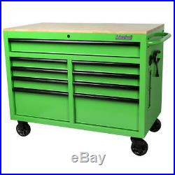 46 in. W x 24.5 in. D 9-Drawer Tool Chest Mobile Workbench with Solid Wood Top
