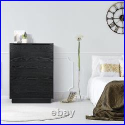 4Drawer Chest Wood Dresser Organizer withInside Mirror Storage Cabinet for Bedroom