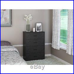 4 DRAWER DRESSER CHEST Bedroom Furniture Storage Wood Drawers Modern Black NEW